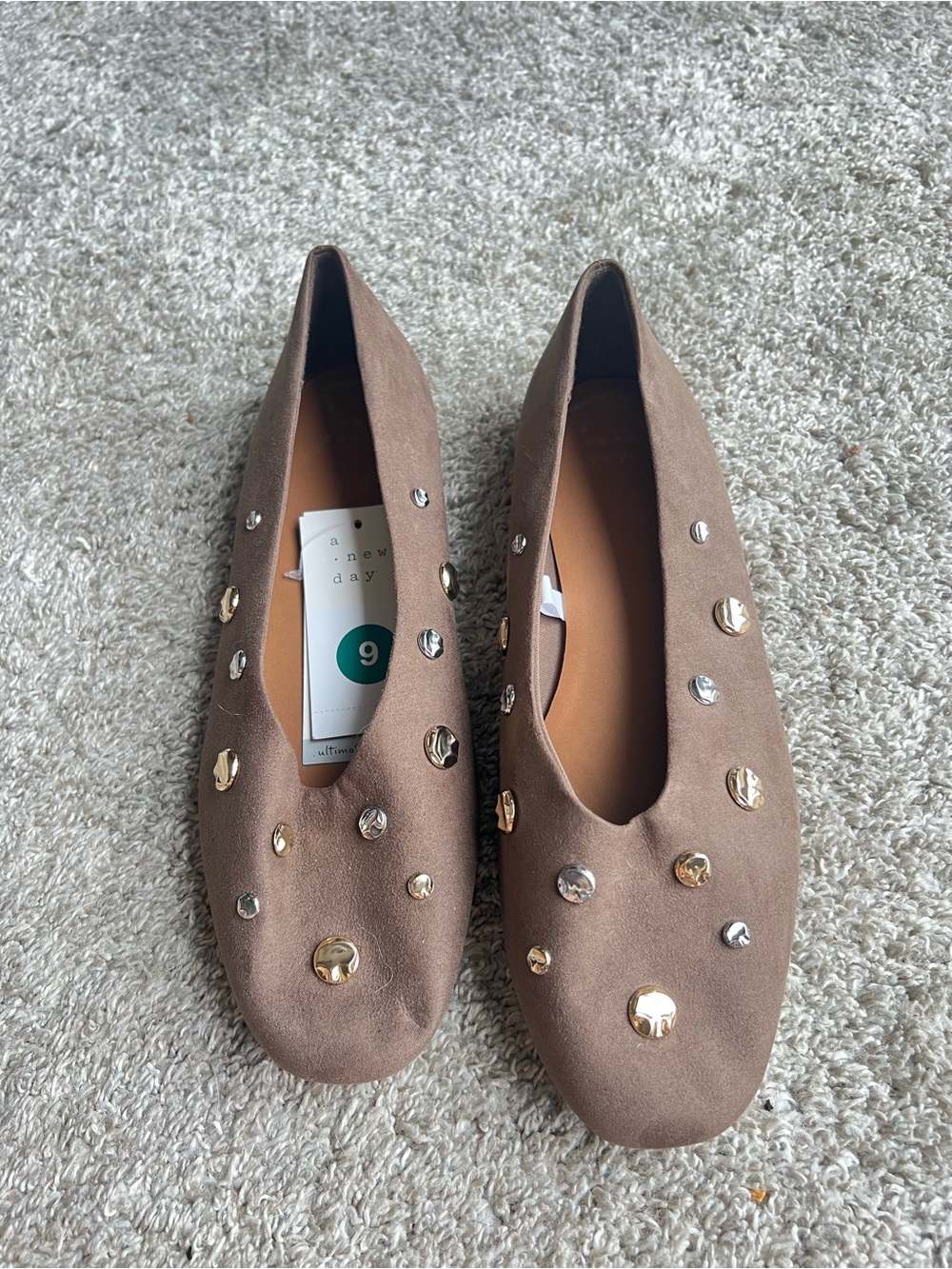 a new day Brown faux Suede Studded Flats